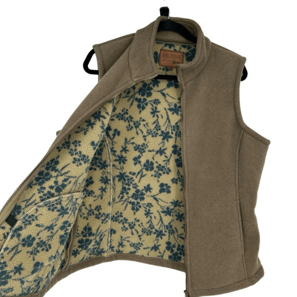 Outback Womens L Alpine Fleece Full Zip Vest Brown Pockets Outdoor Gorpcore - Picture 1 of 12